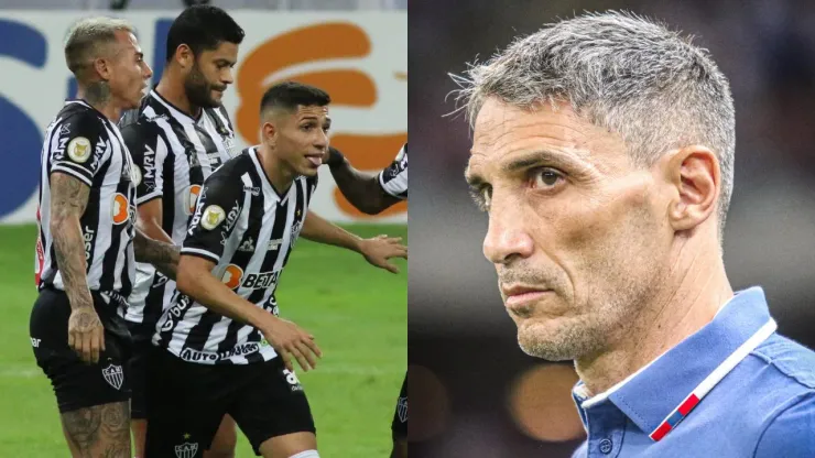 Foto Esq.: Fernando Moreno/AGIF e Foto Dir.: Lucas Emanuel/AGIF - Vojvoda e jogadores do Atlético Mineiro
