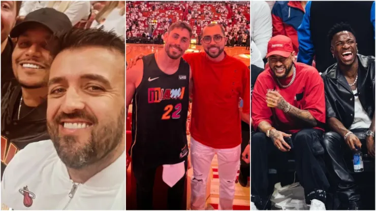 André Akkari, "Cara de Sapato", Rafael Moraes, Neymar e Vini Jr nas finais da NBA (Fotos: Reprodução instagram @akkari @rafaelmoraesgm e @neymarjr)
