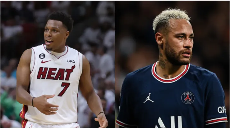 Lowry conversou com Neymar no jogo 4 do NBA Finals. Foto 1: Megan Briggs/Getty Images; Foto 2: David Ramos/Getty Images
