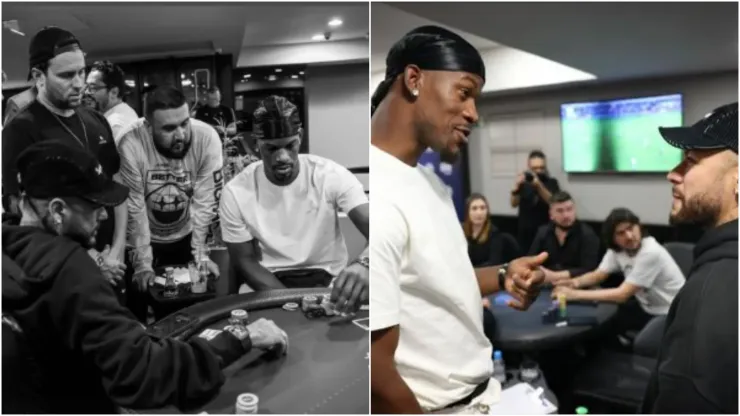 Neymar e Jimmy Butler em partida descontraída de poker (Fotos: Reprodução Instagram oficial Jimmy Butler @jimmybutler)
