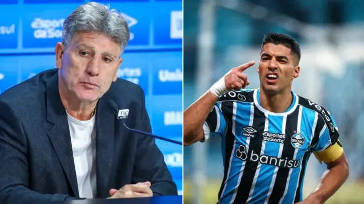 Foto: Montagem de Lucas Uebel/Grêmio - Renato 'invadiu' AO VIVO do canal SporTV e definiu destino de Luis Suárez, que vinha sendo alvo do Inter Miami, de Messi
