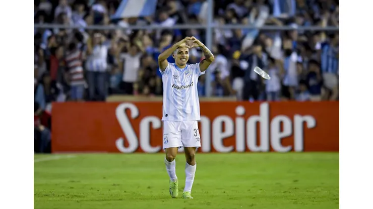 TUCUMAN, ARGENTINA - APRIL 28: Mateo Coronel of Atletico Tucuman celebrates after scoring the team's first goal during a Liga Profesional 2023 match between Atletico Tucuman and River Plate at Estadio Monumental Jose Fierro on April 28, 2023 in Tucuman, Argentina. (Photo by Marcelo Endelli/Getty Images)
