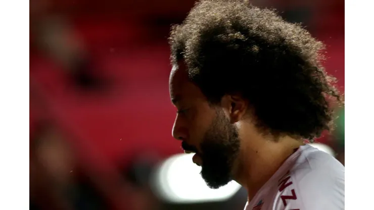 BUENOS AIRES, ARGENTINA - AUGUST 1:  Marcelo of Fluminense looks on during the Copa CONMEBOL Libertadores round of 16 match between Argentinos Juniors and Fluminense at Diego Maradona Stadium on August 01, 2023 in Buenos Aires, Argentina. (Photo by Daniel Jayo/Getty Images)
