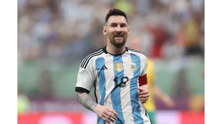 BEIJING, CHINA - JUNE 15: Lionel Messi of Argentina reacts during the international friendly match between Argentina and Australia at Workers Stadium on June 15, 2023 in Beijing, China. (Photo by Lintao Zhang/Getty Images)
