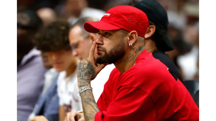 MIAMI, FLORIDA - JUNE 09: Neymar is seen in attendance during Game Four of the 2023 NBA Finals between the Denver Nuggets and the Miami Heat at Kaseya Center on June 09, 2023 in Miami, Florida. NOTE TO USER: User expressly acknowledges and agrees that, by downloading and or using this photograph, User is consenting to the terms and conditions of the Getty Images License Agreement. (Photo by Mike Ehrmann/Getty Images)
