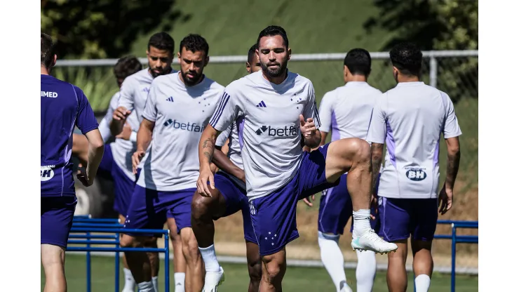 Foto: Divulgação/ Cruzeiro. Equipe faz preparação antes do jogo com Palmeiras
