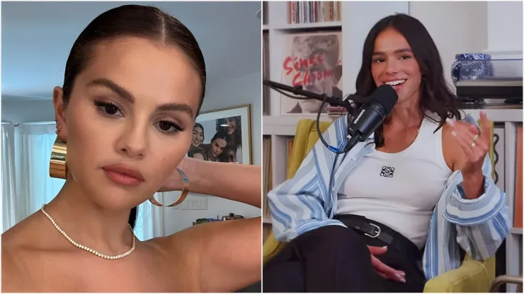 Foto 1: Reprodução/Instagram de Selena Gomez | Foto 2: Reprodução/Youtube (podcast Los Lobos)
