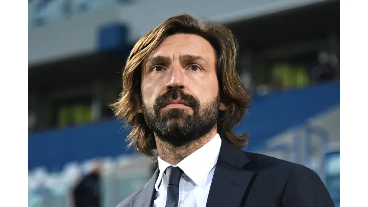 REGGIO NELL'EMILIA, ITALY - MAY 12: Andrea Pirlo, Head Coach of Juventus looks on prior to the Serie A match between US Sassuolo and Juventus at Mapei Stadium - Città del Tricolore on May 12, 2021 in Reggio nell'Emilia, Italy. Sporting stadiums around Italy remain under strict restrictions due to the Coronavirus Pandemic as Government social distancing laws prohibit fans inside venues resulting in games being played behind closed doors.  (Photo by Alessandro Sabattini/Getty Images)
