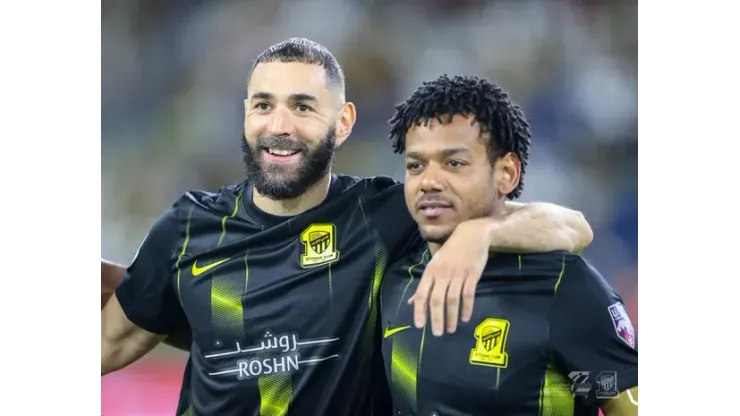 Divulgação/Al-Ittihad - Benzema e Romarinho formam ataque do Al-Ittihad
