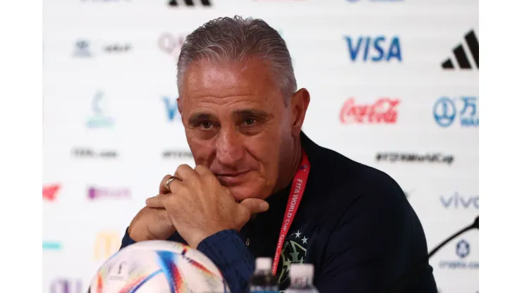 DOHA, QATAR - DECEMBER 08: Brazilian coach Tite is seen during a press conference on match day -1 at main media centre on December 08, 2022 in Doha, Qatar. (Photo by Robert Cianflone/Getty Images)
