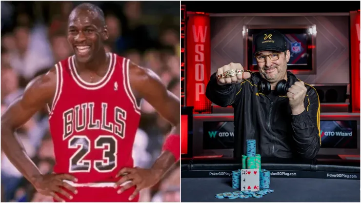 Michael Jordan defiou Phil Hellmuth no poker (Fotos:  Mike Powell 1990/Getty Images / Divulgação/WSOP)
