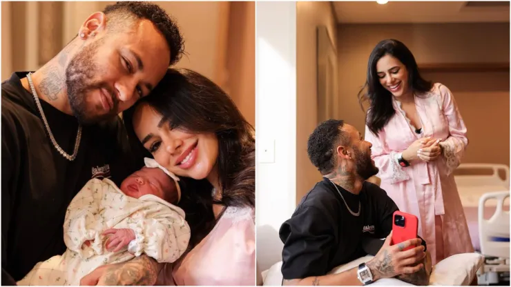 Neymar, Bruna e Mavie. Fotos: Reprodução/Instagram oficial de Bruna Biancardi
