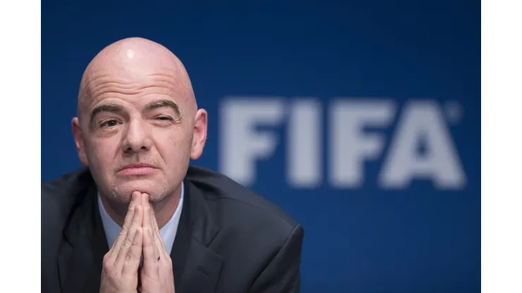 ZURICH, SWITZERLAND - MARCH 18: FIFA president Gianni Infantino speaks during a press conference after the  FIFA executive committee meeting at the FIFA headquarters on March 18, 2016 in Zurich, Switzerland. (Photo by Valeriano Di Domenico/Getty Images)
