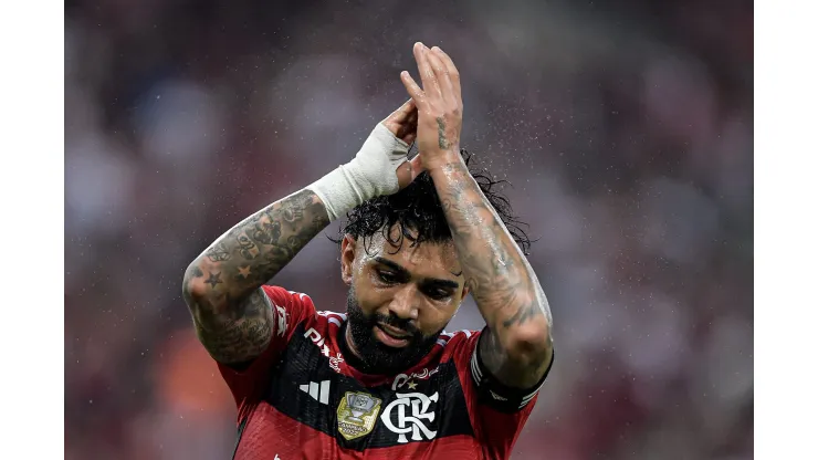 Gabigol jogador do Flamengo comemora seu gol durante partida contra o Maringá no estádio Maracanã pelo campeonato Copa do Brasil 2023. Foto: Thiago Ribeiro/AGIF
