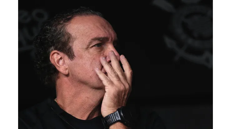 Cuca ex-técnico do Corinthians durante partida contra o Remo na Arena Corinthians pelo campeonato Copa do Brasil 2023. Foto: Ettore Chiereguini/AGIF
