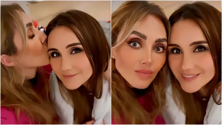 Foto 1: Anahi dando um beijo na testa de Dulce Maria Foto: Anahi e Dulce Maria sorrindo -Fotos: Instagram/Anahi
