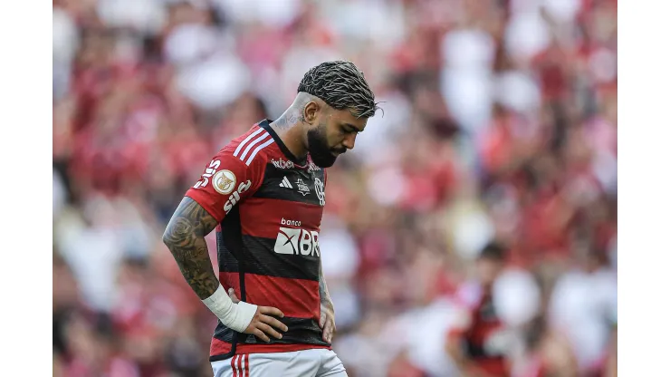 Gabigol jogador do Flamengo durante partida contra o América no estádio Maracanã pelo campeonato Brasileiro A 2023. Foto: Thiago Ribeiro/AGIF
