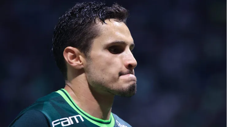 Raphael Veiga jogador do Palmeiras durante partida contra o Atlético-MG na Arena Allianz Parque pela copa Libertadores 2023. Foto: Marcello Zambrana/AGIF
