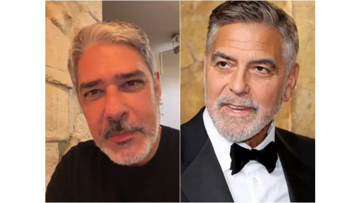 Bonner encontrou Clooney em bar na Europa. Foto 1: Reprodução/Instagram oficial de William Bonner; Foto 2: Getty Images
