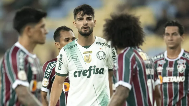 Flaco Lopez jogador do Palmeiras durante partida contra o Fluminense no estadio Maracana pelo campeonato Brasileiro A 2023. Foto: Jorge Rodrigues/AGIF
