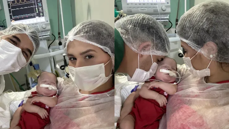 Zé Vaqueiro comemora mesversário do filho no hospital. Foto: Reprodução/Instagram - Zé Vaqueiro e Ingra Soares
