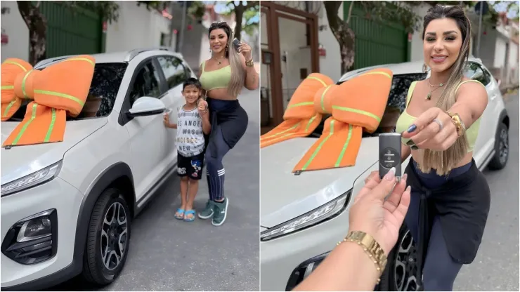 Jenny Miranda com o carro novo. Fotos: Reprodução/Instagram oficial de Jenny Miranda
