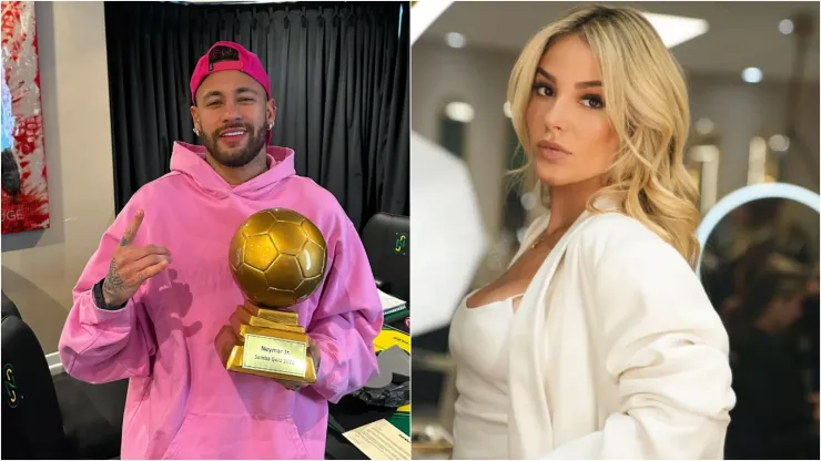 Neymar e Bianca Coimbra posam para a web - Foto 1: Instagram de Neymar. Foto 2: Instagram de Bianca Coimbra.
