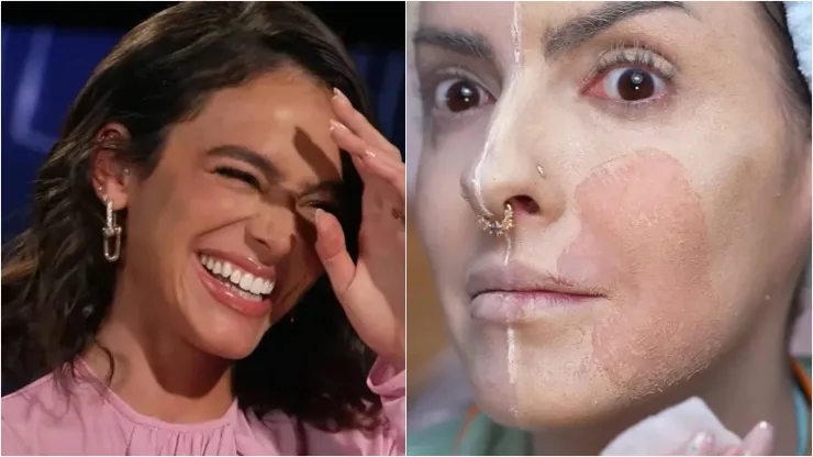 Bruna Marquezine e Karen Bachini protagonizaram memes em 2023. Reprodução/YouTube/Blogueirinha e Reprodução/YouTube/Karen Bachini.
