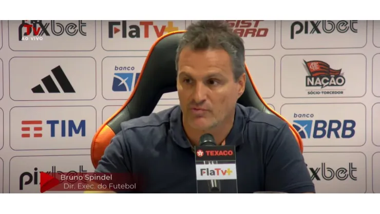 Bruno Spindel em coletiva do Flamengo - Foto: Reprodução/Fla TV/Youtube
