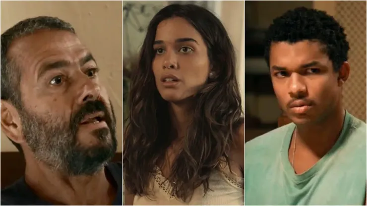 José Inocêncio (Marcos Palmeira), Mariana (Theresa Fonseca) e João Pedro (Juan Paiva) em Renascer – Fotos: Reprodução/TV Globo 
