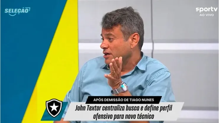 Eric Faria citou dois nomes favoritos para assumir o Botafogo - Foto: Reprodução/SporTV
