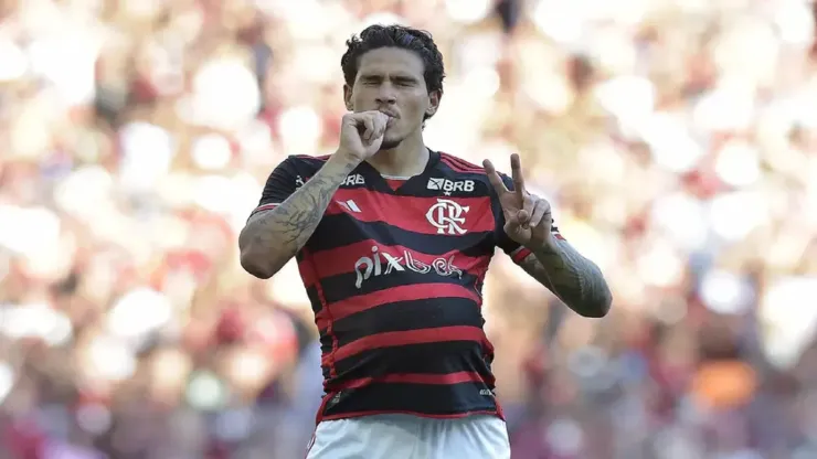 Foto: Flamengo/Divulgação - Pedro comemora gol contra o Fluminense
