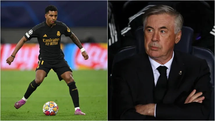 Rodrygo e Carlo Ancelotti - Foto 1: Stuart Franklin/Getty Images. Foto 2: Eric Alonso/Getty Images.
