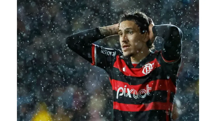 Pedro jogador do Flamengo durante partida contra o Palestino.
