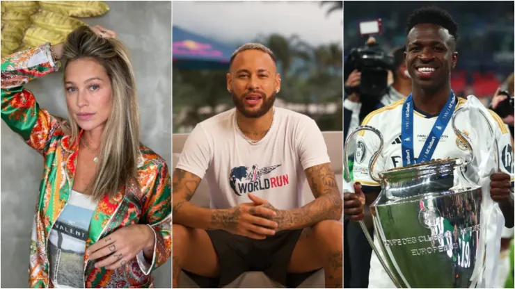 Luana Piovani, Neymar e Vini Jr. Foto 1: Reprodução/Instagram oficial de Luana Piovani; Foto 2: Reprodução/Instagram oficial de Neymar; Foto 3: Reprodução/Instagram oficial de Vini Jr
