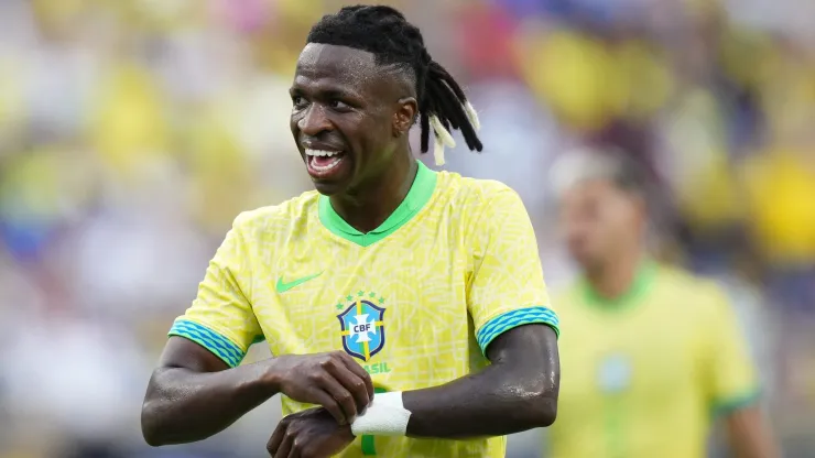 Vinícius Júnior em partida amistosa pela Seleção Brasileira contra os EUA em Orlando, Florida.(Photo by Rich Storry/Getty Images)
