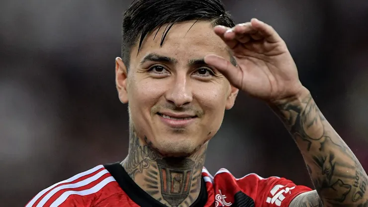 Pulgar durante durante partida entre Flamengo e Internacional, no Maracanã, pelo Campeonato Brasileiro, no dia 26/08/2023. 
