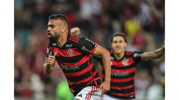 Fabricio Bruno jogador do Flamengo comemora seu gol junto com Pedro. Foto: Thiago Ribeiro/AGIF
