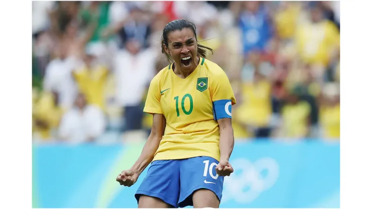 Foto:Buda Mendes/Getty Images - Marta comemorando gol
