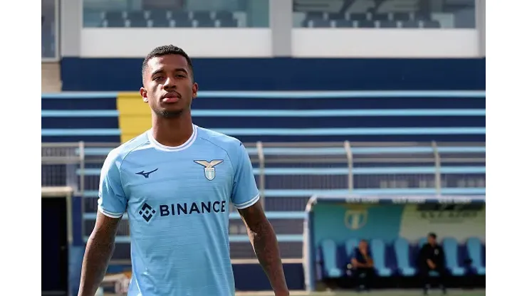 ROME, ITALY - OCTOBER 04:  SS Lazio  player Marcos Antonio looks on during the SS Lazio official team photo at Formello sport centre on October 4, 2022 in Rome, Italy.  (Photo by Paolo Bruno/Getty Images)
