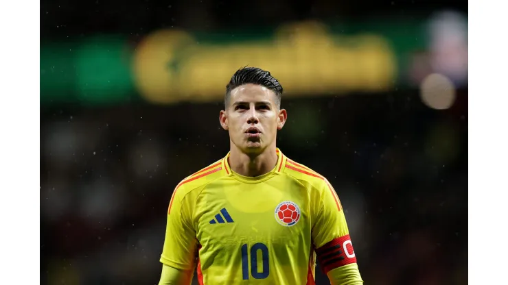 MADRID, SPAIN - MARCH 26: James Rodriguez of Colombia reacts during the friendly match between Romania and Colombia at Civitas Metropolitan Stadium on March 26, 2024 in Madrid, Spain. (Photo by Gonzalo Arroyo Moreno/Getty Images) (Photo by Gonzalo Arroyo Moreno/Getty Images)
