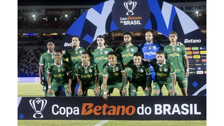 Jogadores do Palmeiras posam para foto antes na partida contra Botafogo-SP pela Copa Do Brasil 2024. Foto: Gabriel Cordeiro/AGIF
