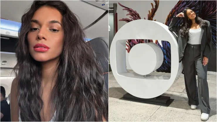 Selfie de Alane Dias e a atriz com o logo da Globo - Fotos: Instagram/Alane 
