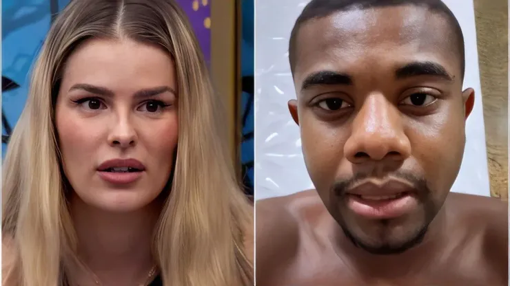 Yasmin Brunet e Davi eram rivais no BBB 24 - Reprodução/TV Globo (foto 1) - Instagram/Davi Brito (foto 2)
