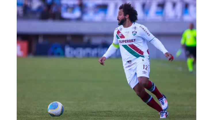 Marcelo jogador do Fluminense durante partida contra o Grêmio. Foto: Luiz Erbes/AGIF
