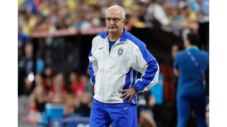 LAS VEGAS, NEVADA - JULY 06: Head coach Dorival Junior of Brazil looks on prior to during the CONMEBOL Copa America 2024 quarterfinal match between Uruguay and Brazil at Allegiant Stadium on July 06, 2024 in Las Vegas, Nevada. (Photo by Kevork Djansezian/Getty Images)
