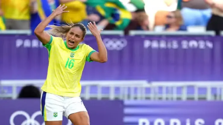 Foto: Juan Manuel Serrano Arce/Getty Images - Gabi Nunes comemora gol sobre a Nigéria nesta quinta-feira (25) pelos Jogos Olímpicos
