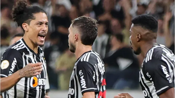 MG - BELO HORIZONTE - 15/04/2023 - BRASILEIRO A 2023, ATLETICO-MG X VASCO - Mauricio Lemos jogador do Atletico-MG comemora seu gol durante partida contra o Vasco no estadio Mineirao pelo campeonato BRASILEIRO A 2023. 
