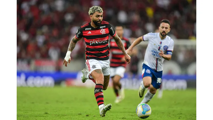 Gabigol jogador do Flamengo durante partida contra o Bahia. Foto: Thiago Ribeiro/AGIF
