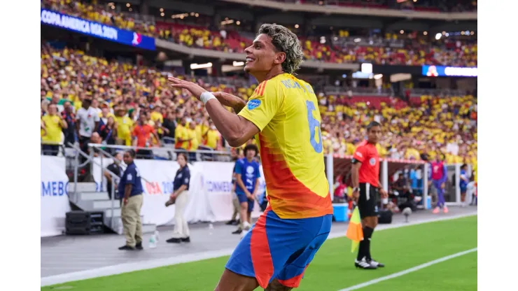 RECORD DATE NOT STATED Copa America USA 2024 Colombia 5-0 Panama - Quarter-final Richard Rios celebrates his goal 4-0 of Colombia during the CONMEBOL Copa America 2024 Quarter-final match between Colombia and Panama, at State Farm Stadium, on July 06, 2024 in Glendale, Arizona, United States. GLENDALE ARIZONA UNITED STATES PUBLICATIONxNOTxINxMEXxCHNxRUS Copyright: xJorgexMartinezx 20240706183822_CA_QF_2024_COL_PAN_RIOS272
